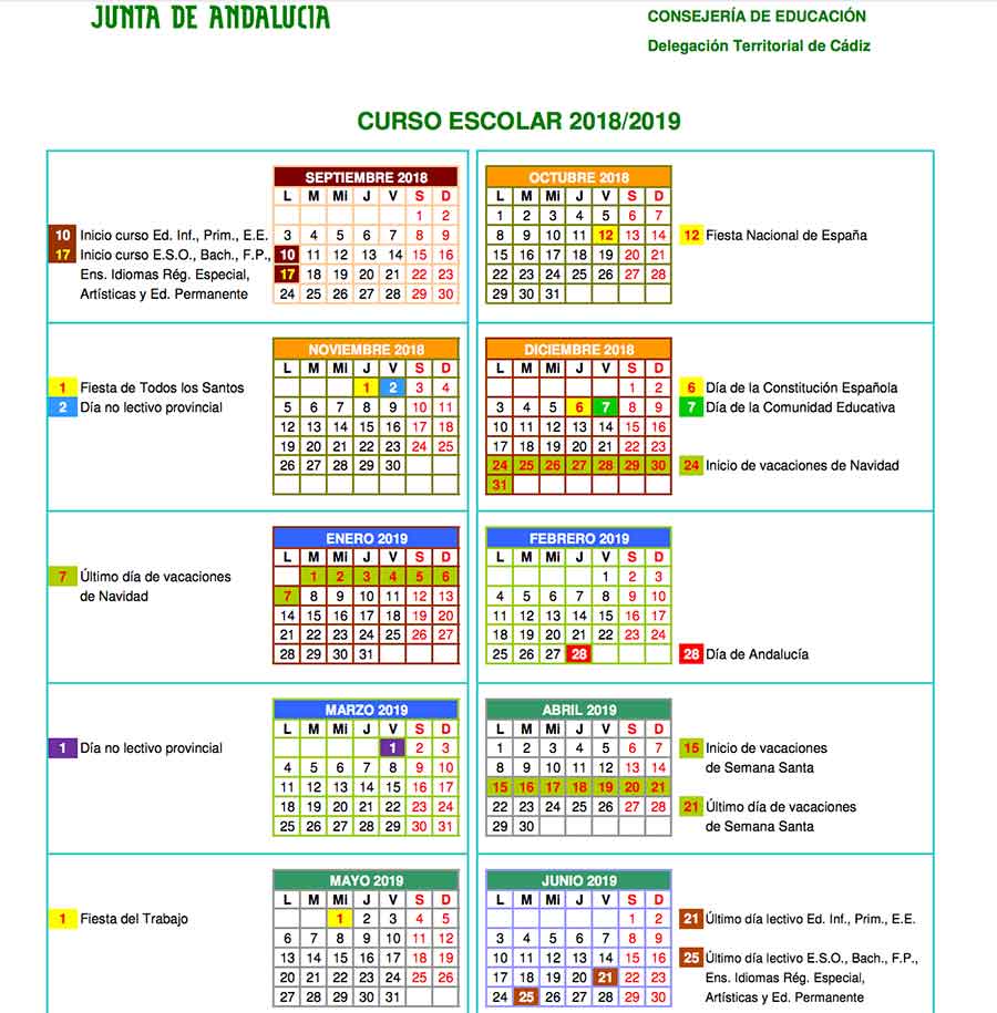 Calendario 2020 Andalucia Calendario 2019